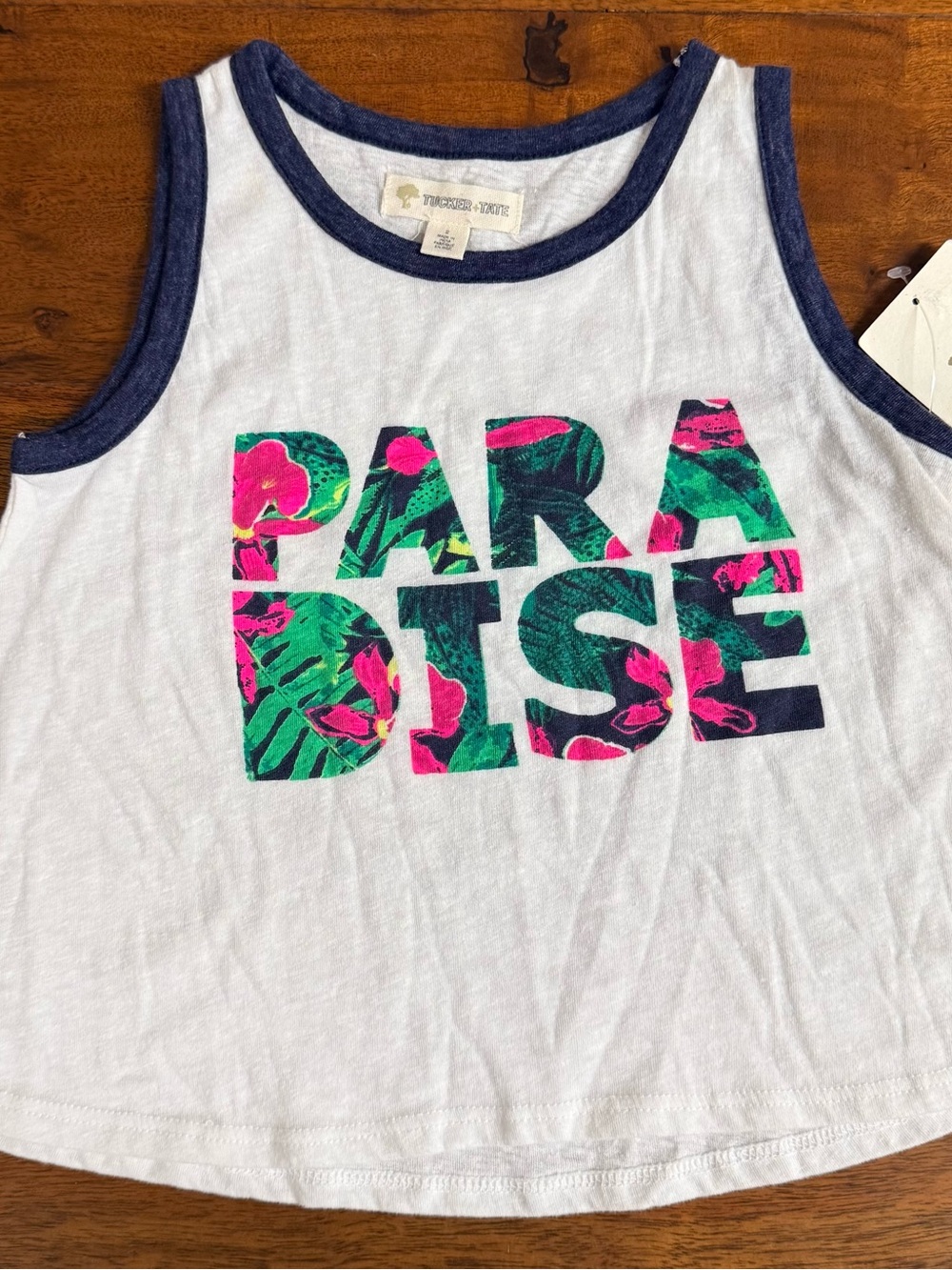 Brand New-Tucker + Tate White Tank Top 'PARADISE' Graphic